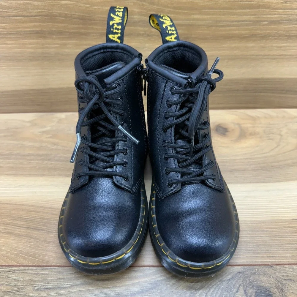 Dr‎ Martens Zavala Toddler Boots Size 9 UK 8 Black Leather Zip Combat